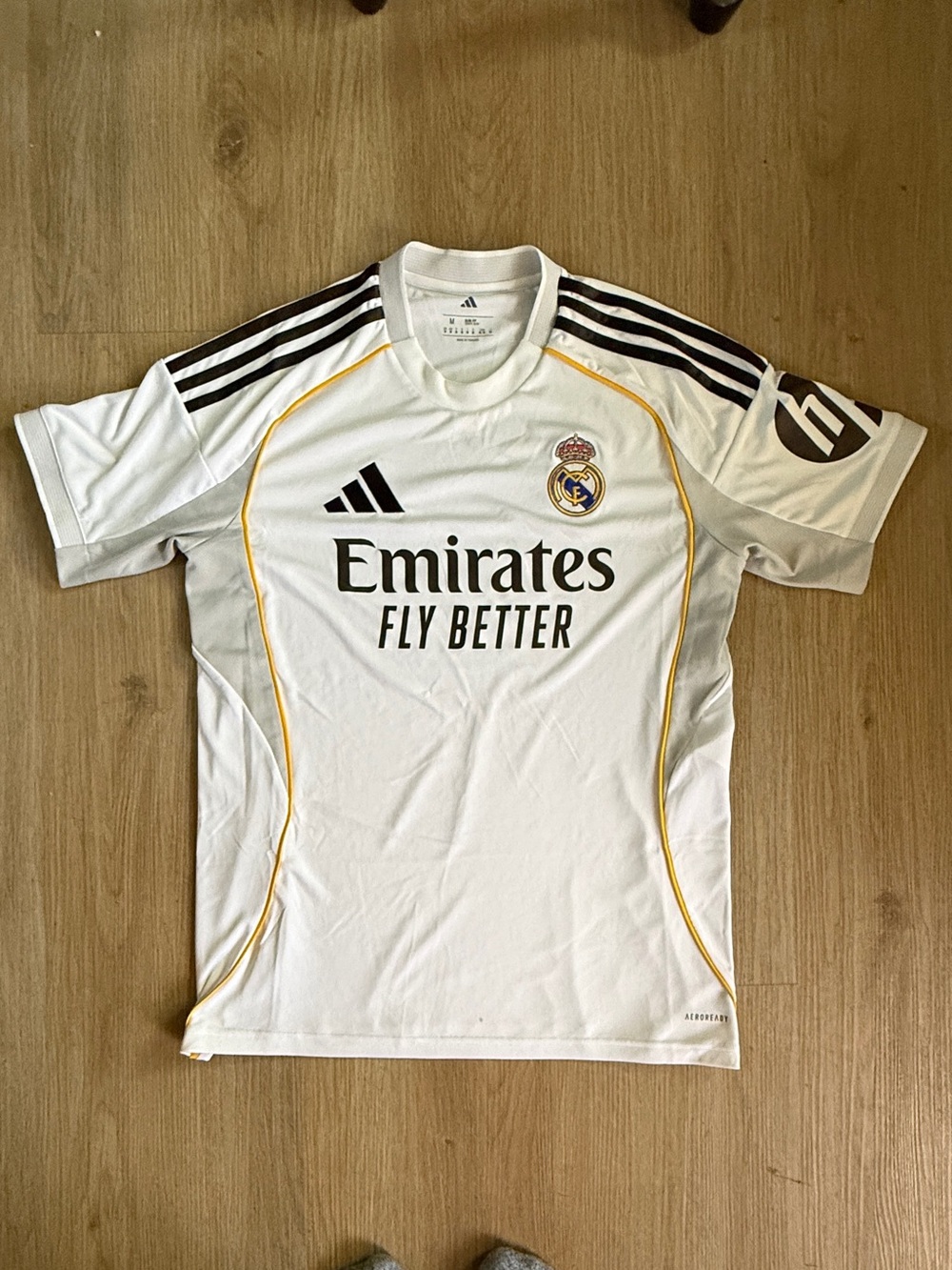 adidas Real Madrid White and Gold Men's Soccer Jersey